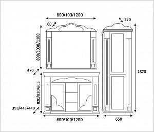 Зеркало Misty Барокко 120x109 бежевое патина в ванную от интернет-магазине сантехники Sanbest