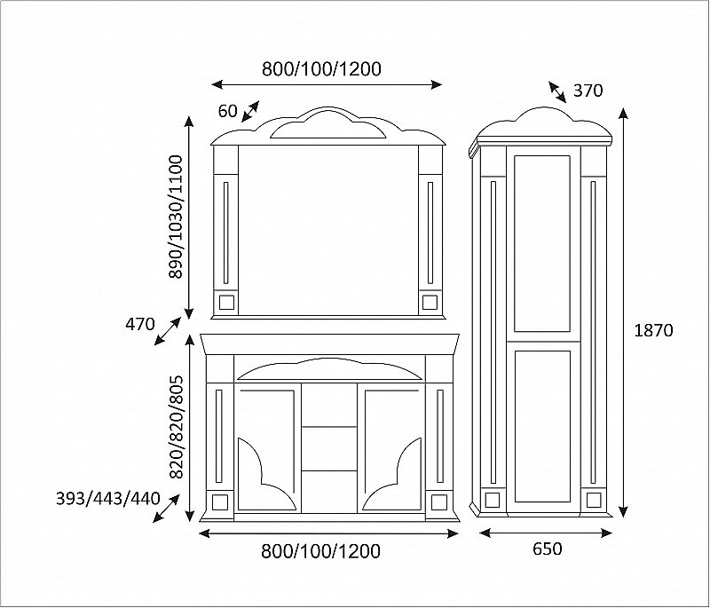 Зеркало Misty Барокко 120x109 бежевое патина в ванную от интернет-магазине сантехники Sanbest