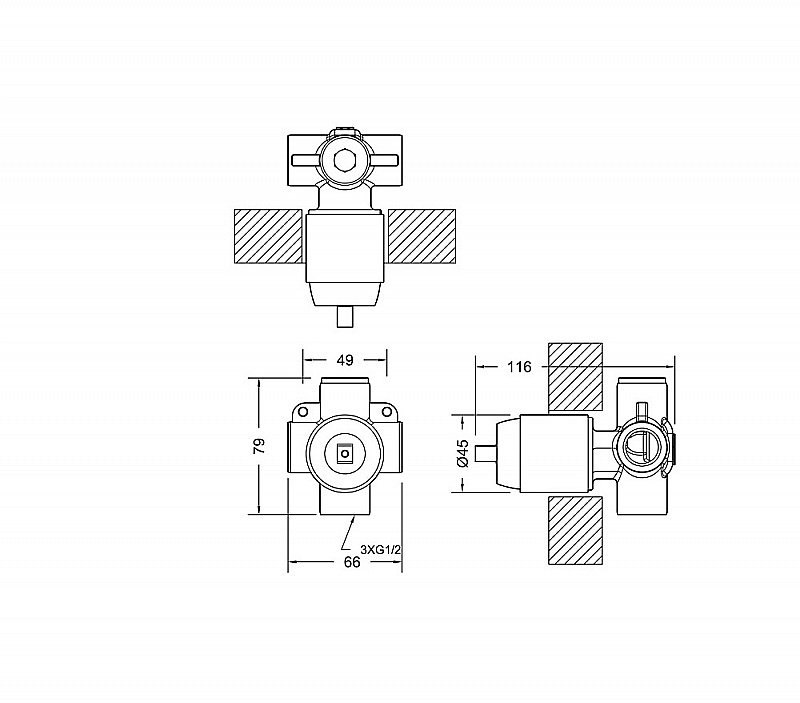 Встраиваемый смеситель Bravat BUILT-IN D999CP-RUS купить в интернет-магазине сантехники Sanbest