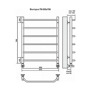 Полотенцесушитель водяной Terminus Виктория П6 600x796 купить в интернет-магазине сантехники Sanbest