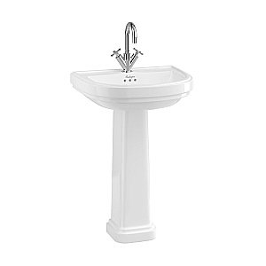 Раковина на пьедестале Burlington Riviera 58 RIV3 1TH RIV6 с 1 отверстием белая купить в интернет-магазине Sanbest