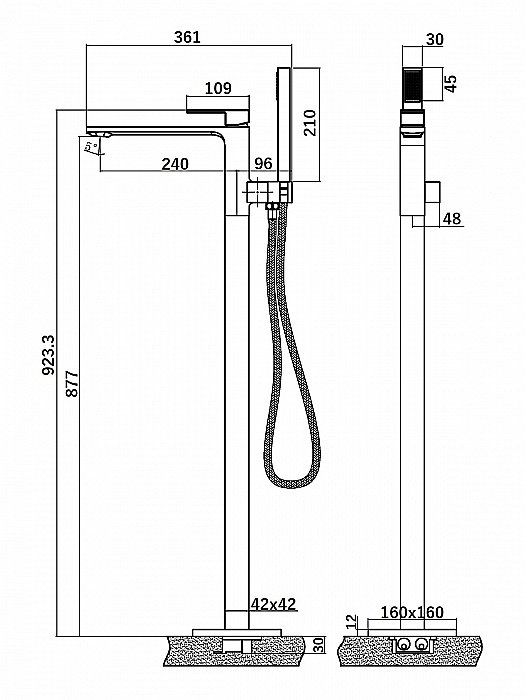Смеситель для ванны Orange Lutz M04-336b купить в интернет-магазине сантехники Sanbest
