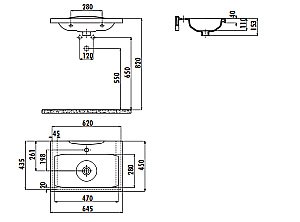Раковина Creavit Luna 64,5 LN165-0000 белая купить в интернет-магазине Sanbest