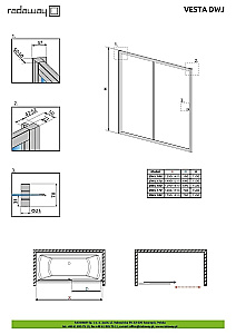 Шторка для ванны Radaway Vesta DWJ+S 150x65 купить в интернет-магазине Sanbest