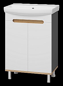 Тумба с раковиной Misty Сканди - 60 Э-Ска01060-0150-2Д белый/графит для ванной в интернет-магазине Sanbest