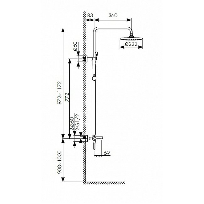 Душевая система Kaiser Cezar 05182-2 черная купить в интернет-магазине сантехники Sanbest