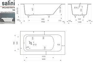 Ванна Salini Orlanda VASTA S-Stone 190х100 102024MF RAL матовая купить в интернет-магазине Sanbest