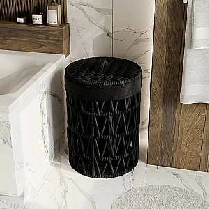 Корзина для белья WasserKRAFT Mosel 460 WB-460-L черный купить в интернет-магазине сантехники Sanbest