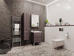 Тумба с раковиной Акватон Стоун 60 грецкий орех для ванной в интернет-магазине Sanbest