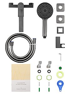 Смеситель для ванны с душем WONZON & WOGHAND FRAME, Темный графит (WW-88639010-BGM) купить в интернет-магазине сантехники Sanbest