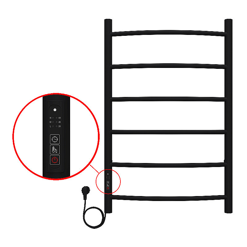 Полотенцесушитель электрический Azario VERONA П6 500х800 AZ04758B черный купить в интернет-магазине сантехники Sanbest