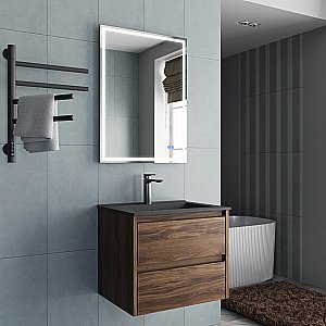 Тумба с раковиной Vincea Gio 60 VMC-2G600CO/VBS-13960MA тёмный дуб/раковина антрацит матовый для ванной в интернет-магазине Sanbest