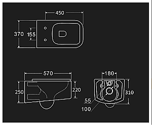Унитаз подвесной Elghansa Monterno RQ-5537 белый, безободковый, с крышкой микролифт купить в интернет-магазине Sanbest