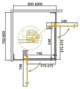 Душевой уголок Cezares Slider 90х70 SLIDER-AH-2-70/80-90/100-BR-NERO стекло бронза тонированное/профиль черный матовый купить в интернет-магазине Sanbest