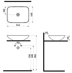 Раковина накладная Bien Harmony 54 HRLG05401FD0W5000 белая купить в интернет-магазине Sanbest