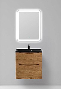 Тумба с раковиной BelBagno MARINO H60 60 натуральный дуб/черная раковина для ванной в интернет-магазине Sanbest