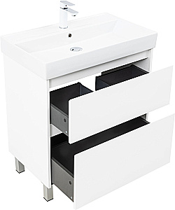 Тумба с раковиной Aquanet Nova Lite 2.0 75 346337+242338 белая глянцевая для ванной в интернет-магазине Sanbest
