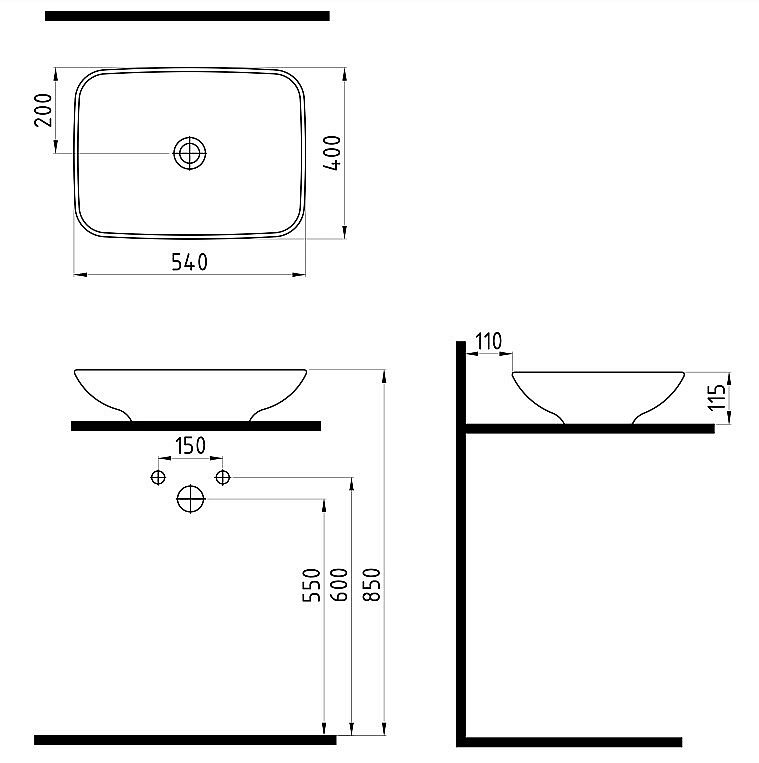 Раковина накладная Bien Harmony 54 HRLG05401FD0W5000 белая купить в интернет-магазине Sanbest