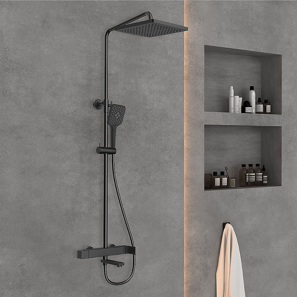 Душевая система Vincea Cube VSFS-1C1MB черная матовая купить в интернет-магазине сантехники Sanbest