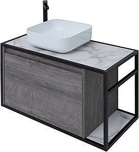 Тумба с раковиной Aquanet Nova Lite Loft 90 L/R дуб рошелье для ванной в интернет-магазине Sanbest