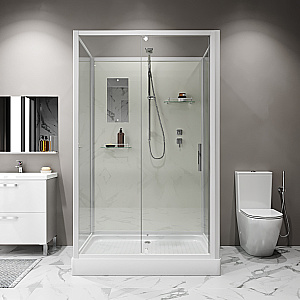 Душевая кабина Niagara Standart ST120/90/15Q/BK 120х90 стекло прозрачное/профиль белый купить в интернет-магазине Sanbest
