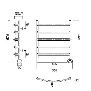 Полотенцесушитель электрический Domoterm Калипсо П5 500x500 E золото купить в интернет-магазине сантехники Sanbest