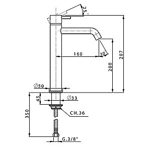 Смеситель для раковины CISAL Less New LN00354040 купить в интернет-магазине сантехники Sanbest