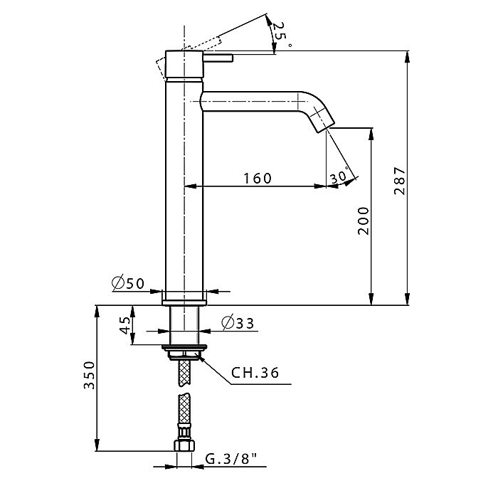 Смеситель для раковины CISAL Less New LN00354040 купить в интернет-магазине сантехники Sanbest