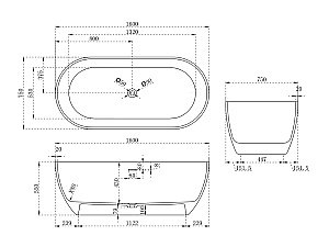 Ванна Abber Stein 160x75 AS9613-1.6 белая матовая купить в интернет-магазине Sanbest
