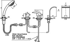 Смеситель на борт ванны RAV-Slezak DUNAJ D467.5P/NP1/570Z золото купить в интернет-магазине сантехники Sanbest