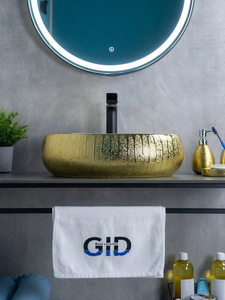 Раковина накладная Gid 9030g Золотой купить в интернет-магазине Sanbest