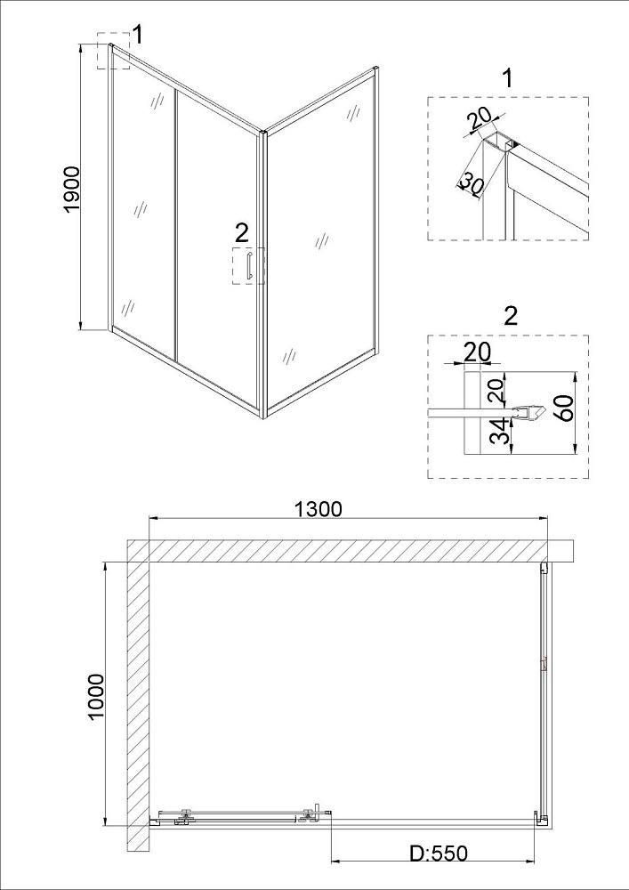 Душевая дверь Niagara Nova NG-82-13AB 130 черная купить в интернет-магазине Sanbest