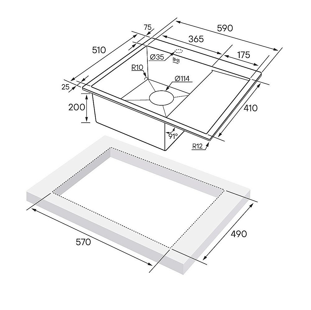 Мойка кухонная Paulmark FLANK PM225951-GM вороненая сталь купить в интернет-магазине сантехники Sanbest