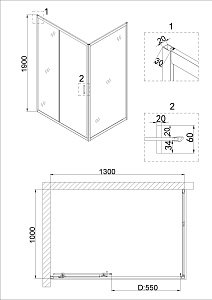 Душевая дверь Niagara Nova NG-82-13AB 130 черная купить в интернет-магазине Sanbest