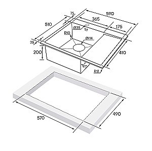 Мойка кухонная Paulmark FLANK PM225951-GM вороненая сталь купить в интернет-магазине сантехники Sanbest