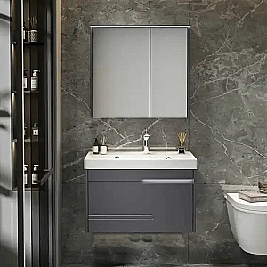 Тумба с раковиной CeruttiSpa Oglio 70 Подвесная Темно-серая для ванной в интернет-магазине Sanbest