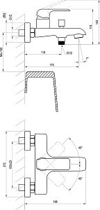 Смеситель для ванны Ravak Flat X070175 черный матовый купить в интернет-магазине сантехники Sanbest