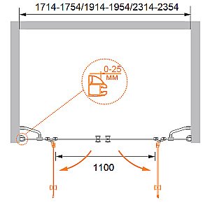Душевая дверь Cezares VERONA-B-22-240-P-Cr стекло текстурное/профиль хром купить в интернет-магазине Sanbest