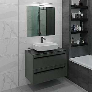 Тумба с раковиной LA FENICE Elba Grigio TWIN 100 серая/столешница черная для ванной в интернет-магазине Sanbest