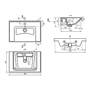 Тумба с  раковиной подвесная Dreja PERFECTO 70  дуб эврика/белый глянец для ванной в интернет-магазине Sanbest