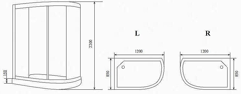 Душевая кабина Timo Standart T 1102 120x85 купить в интернет-магазине Sanbest