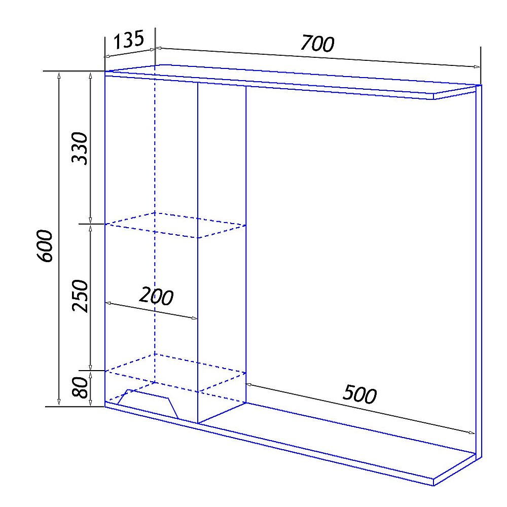Зеркало со шкафом Loranto Florena 70 темный бетон в ванную от интернет-магазине сантехники Sanbest