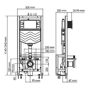 Инсталляция для унитаза WasserKraft Dill 61TLT.010.ME.WH03 с белой кнопкой купить в интернет-магазине сантехники Sanbest