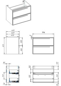 Тумба с раковиной LA FENICE Elba Bianco TWIN 80 белая/столешница белая для ванной в интернет-магазине Sanbest