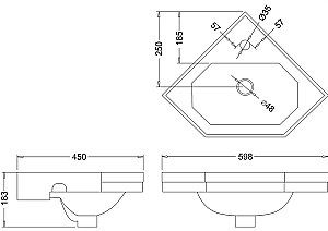 Раковина подвесная Burlington 60 B10 белая купить в интернет-магазине Sanbest