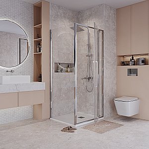 Душевой уголок Niagara Nova NG-66-9A/NG-A100-34 90х100 стекло прозрачное/профиль хром купить в интернет-магазине Sanbest