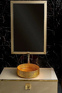 Консоль с раковиной и столешницей Armadi Art LUCIDO 100 светлое золото для ванной в интернет-магазине сантехники Sanbest