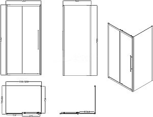 Душевой уголок Esbano Flex ESOGF128PSC 120х80 стекло прозрачное/профиль хром купить в интернет-магазине Sanbest