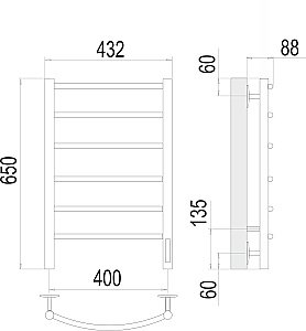 Полотенцесушитель электрический Terminus Классик П6 400х650 quick touch купить в интернет-магазине сантехники Sanbest