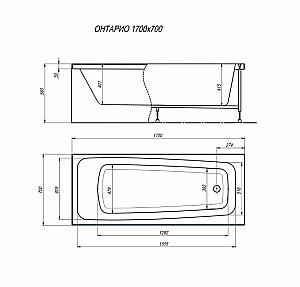 Ванна Alex Baitler Ontario 170х70 купить в интернет-магазине Sanbest